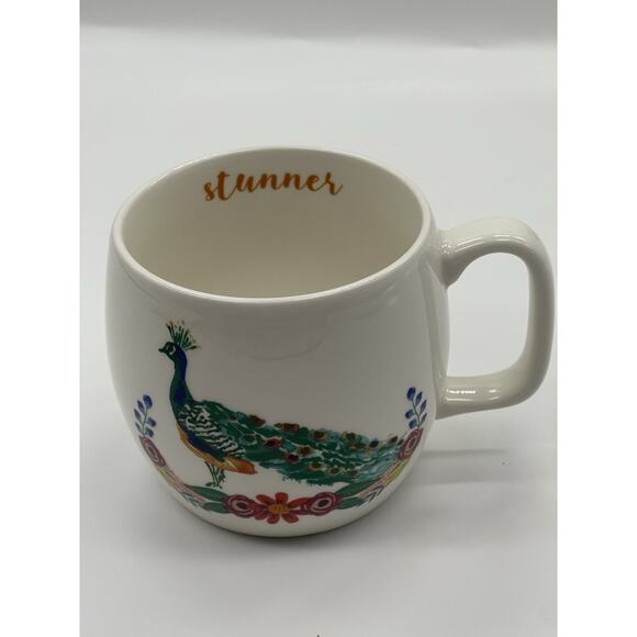 Opal House Peacock Bird Flower Design “Stunner” Porcelain 14 oz Mug MINT 2020 - Picture 1 of 3